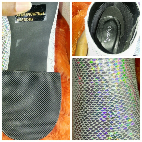 πNWOB Qupid Silver Faux Snakeskin Iridescent Boot - Picture 3 of 6